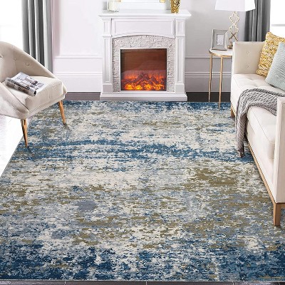 Modern Abstract Runner Rug – Washable, Non-Slip, Low Pile, Foldable Kitchen, Hallway, Laundry Carpet Runners, Contemporary