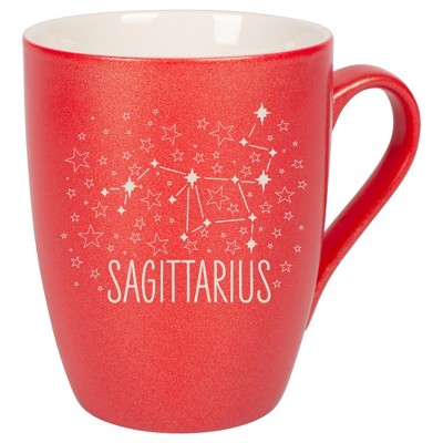 100 North Zodiac 10 Ounce Crimson Red Metallic Finish, Comfortably Fits Your Hands, New Bone China Coffee Tea Cup Mug, Sagittarius