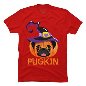 Men's Design By Humans Pugkin Pumpin Halloween By trantanphat95 T-Shirt - 1 of 4
