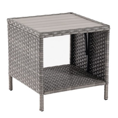 Sonkuki Outdoor Square Pe Rattan Coffee Table Gray : Target