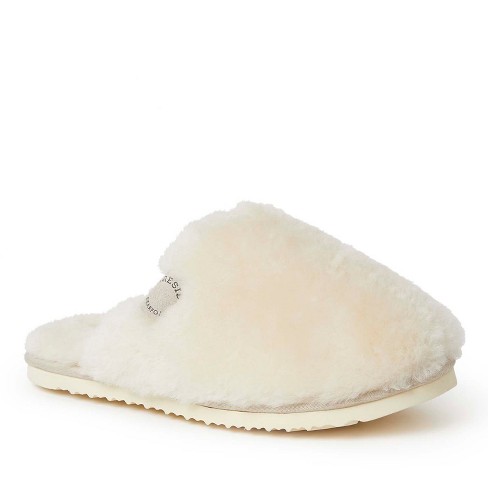 Women's dluxe by dearfoams sydney discount genuine shearling scuff slide slippers