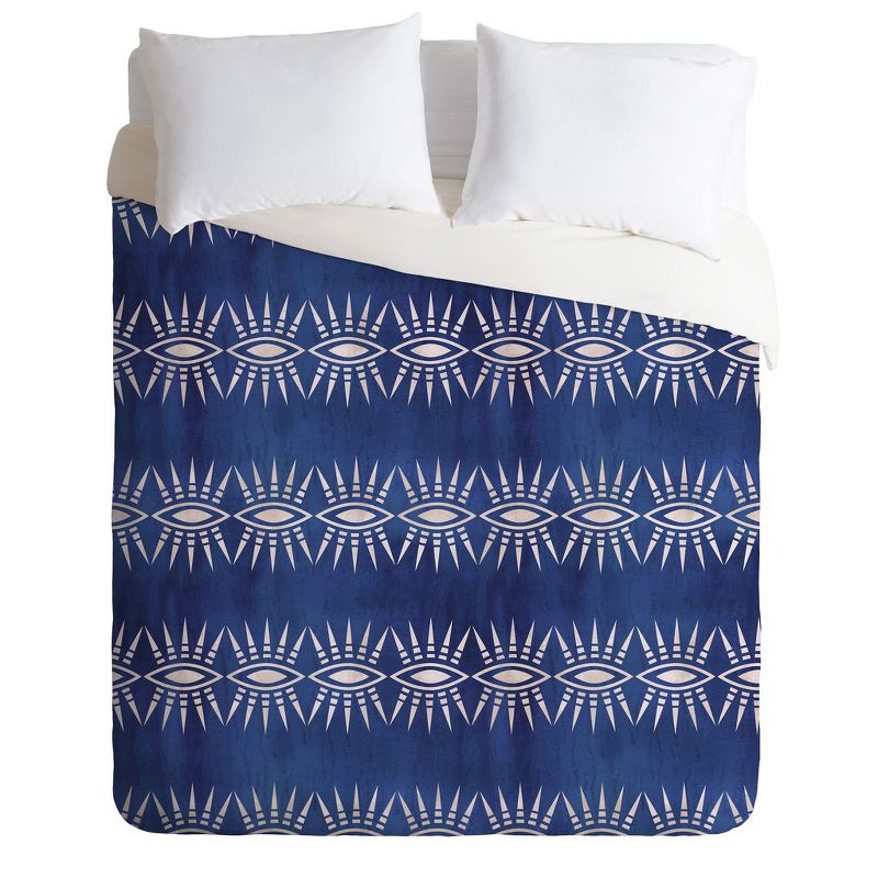 Full/Queen Schatzi Brown Geo Mila Eye Stripe Comforter Set Brown/Blue - Deny Designs, 1 of 8