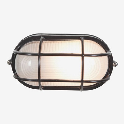 White Aluminum Nautical Wall Light with Frosted Glass Shade