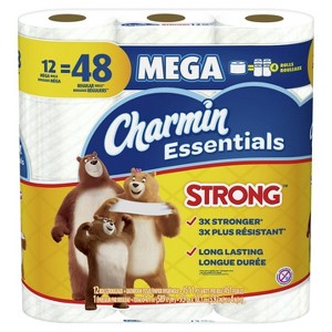 Charmin Essentials Strong Toilet Paper 12 Mega Rolls, 429 sheets per roll - 1 of 4