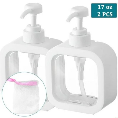 LunaLulinlk 3 PCS Bathroom Dispenser Bottles 2PCS 500ml White Soap Dispenser + 1 Soap Net, Detachable Refillable Bathroom Bottles