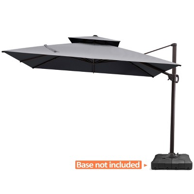 Pellebant 11 x 11 FT Outdoor Patio Cantilever Umbrella with Crank and 360 Degrees Rotation