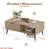 Home Office Coffee Table, Wooden Coffee Table with Storage Cabinet, Two-Tier Design, Sliding Door, Solid Wood Legs, Large Living Room Center Table - 2 of 4
