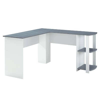 Photo 1 of INCOMPLETE * BOX 2 OF 2 ** Modern L Shaped Desk with Side Shelves Gray - Techni Mobili