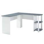 Modern L Shaped Desk with Side Shelves Gray - Techni Mobili