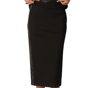 Women's Fitted Ponte & Faux Leather Skirt - Before You - 1 of 4