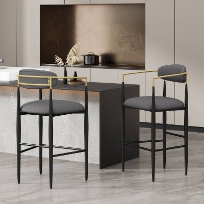 Christopher Knight Home Set of 2 30" Elmore Barstools Charcoal/Black/Gold