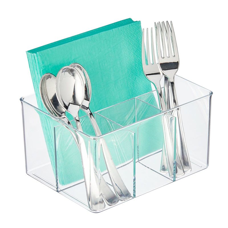 mDesign Cutlery Storage Organizer Bin for Kitchen Cabinet or Pantry - Clear, 1 of 8