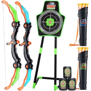 SUGIFT Bow and Arrow Toy Set for Kids with LED Light 2 Bows 12 Suction Cup Arrows Quiver and Targets Indoor Outdoor Shooting Game - 1 of 4