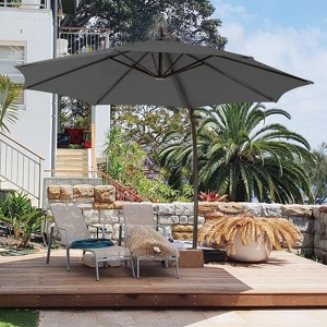 HYLEORY Outdoor Curvy Cantilever Umbrella with Sand Bag Base, Size: 132"/144" - 1 of 4