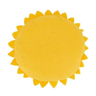 Yellow Felt Flower Round Throw Pillow with Poly Filling