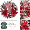 24 Inch Christmas Wreath, Pre-Lit Xmas Wreath with 20 Lights, Flowers, Bowknot, Pine Cones, Balls Candy, for Front Door Indoor Outdoor Holiday Decor - 4 of 4