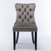 Akoasm Set of 2 Modern Velvet Upholstered Dining Chairs, Armless Chair with Wood Legs For Dining Room-Gray - 4 of 4