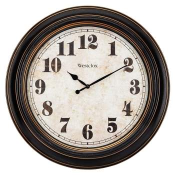 Vintage Wood Wall Clock With Typography Brown - Olivia & May : Target