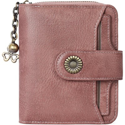 BEAFUP Women’s RFID Blocking Leather Wallet - Genuine Leather Small Bifold with Zipper Pocket & ID Window for Daily Use,Travel,Gift