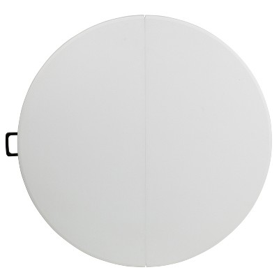 Gray Metal Frame Round White Plastic Folding Table