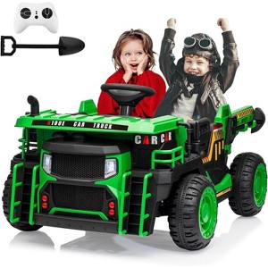 24V 2-Seat Kids R/C Dumper, Ride-on Electric Construction Vehicle with Shovel, Bluetooth, LED Lights and Shock Absorber - 1 of 4