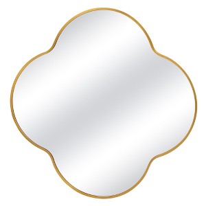 Beautyolove 24 in. W x 24 in. H Scalloped Gold Aluminum Alloy Framed Wall Mirror Quatrefoil Decorative Wall Mirror - 1 of 4