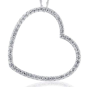 Pompeii3 2ct Heart Shaped HUGE Diamond Pendant Necklace 10k White Gold