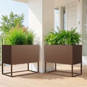 Wooakway Outdoor/Indoor/Decor Metal Elevated Raised Garden Bed Planter Box Planter Pots Cachepot Nursery Pot - 1 of 4