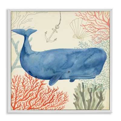 Stupell Industries Underwater Whimsical Whale Watercolor, 24" x 24"