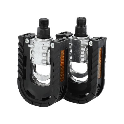 Unique Bargains Cycling Bike Pedal 9/16" Spindle Aluminum Alloy Foldable for Mountain BMX MTB Bike Black