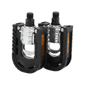 Unique Bargains Cycling Bike Pedal 9/16" Spindle Aluminum Alloy Foldable for Mountain BMX MTB Bike Black - 1 of 4