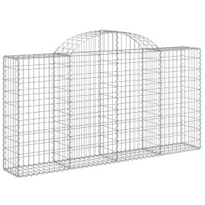 vidaXL Gabion Basket Silver Galvanized iron 78.7x11.8x39.4/47.2 in - 78.7" x 11.8" x 39.4"/47.2", 1 - 1 of 4