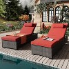 Wicker Chaise  Outdoor，Reclining Adjustable Pool Rattan Chaise Chair，Patio Rattan Wicker Chaise Lounge Chair Set of 2,  for Pool Deck - 2 of 4