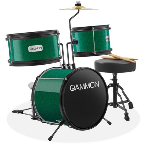 Gammon 3 piece Junior Drum Set Green Beginner Drum Kit With