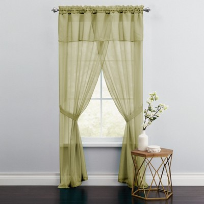 BrylaneHome BH Studio Sheer Voile 5 Piece One-Rod Curtain Set