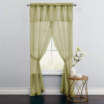 BrylaneHome  Sheer Voile 5 Piece One-Rod Curtain Set Window Curtain