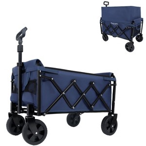 Expandable Dual-Layer Utility Wagon with 100% Extra Space - Grocery CartSupports 225lbs, Dark Blue - 1 of 4