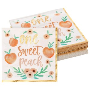 Sparkle and Bash 50 Pack Sweet Peach Paper Napkins for Baby Shower, Birthday Party Supplies (6.5 in) - 1 of 4