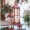 Red Metal Floor Lantern Set – 37"H – Decorative Metal Glass Trio – By Melrose - 2 of 3