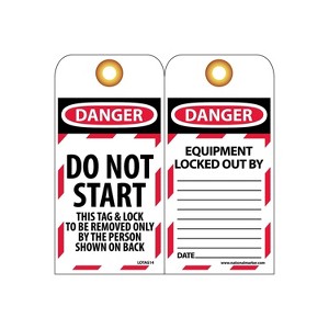 National Marker Lockout Tags; Lockout Danger Do Not Start. . . 6X3 Unrippable Vinyl LOTAG14 - 1 of 1