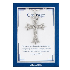 Anna-Kaci Silver Tone Crystal Rhinestone Cross Patonce Necklace with Message Card & Envelope Jewelry Gift - 1 of 4