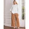 Hobemty Women's Mock Neck Long Sleeve Pleated Front Work Office Satin Blouse - 2 of 4