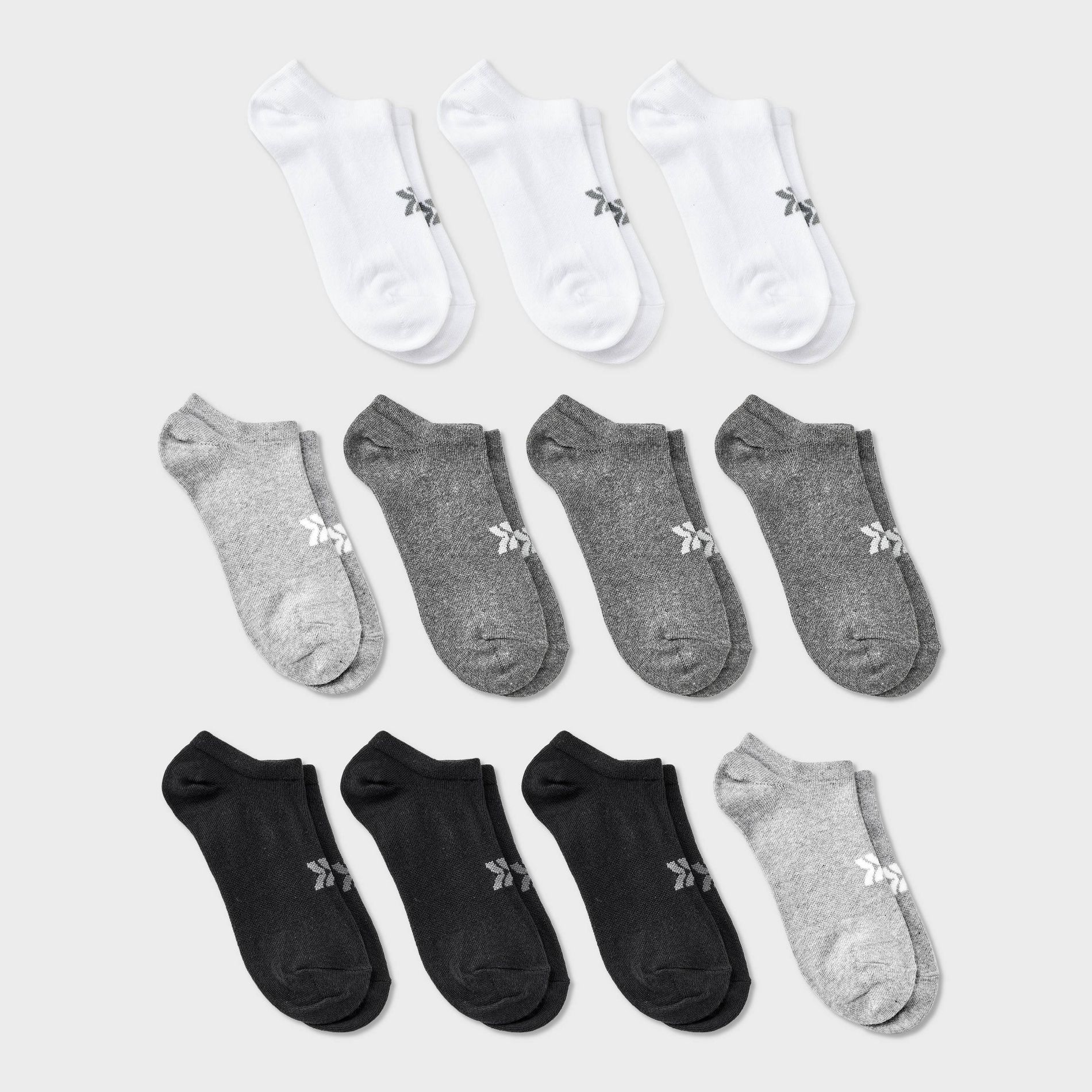 Women's Lightweight Everyday 10+1pk No Show Socks - All In Motion™ Core Mix - 4-10