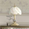 Regency Hill Traditional Accent Table Lamp 15" High Polished Brass Floral Etched Glass Shade Touch On Off for Bedroom Bedside - 2 of 4