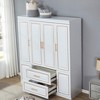 Livelylodge 74" Tall Freestanding 4-Doors 2-Drawers Wooden Wardrobe Armoire - White - image 2 of 4