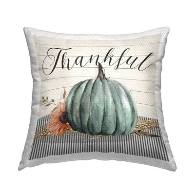 Stupell Industries Striped Pattern Fall Pumpkin Thankful Typography