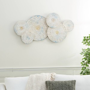 Wood Floral Intricately Carved Wall Decor with Mandala Design White - Olivia & May - 1 of 4