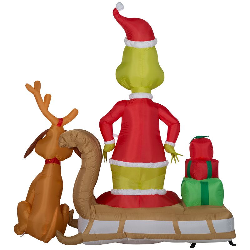 Gemmy Christmas Inflatable Grinch and Max Sled Scene with Gift Stack, 6 ft Tall, Multi, 4 of 7