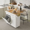 ELECWISH Kitchen Island with Drop Leaf - 2 Storage Drawers, Trash Cabinet, Spice Racks & Locking Wheels - 2 of 4