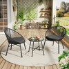 3 Piece Patio Bistro Set, Outdoor Acapulco Chairs Set of 2 with Glass Top Table, All Weather Modern Patio Chairs with Cushions for Deck, Backyard - 3 of 4